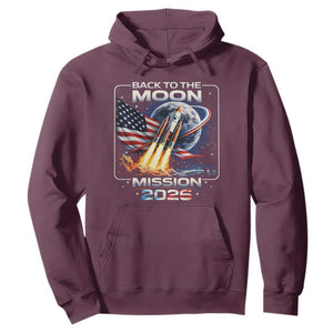 Back To The Moon Mission 2026 Hoodie Rocket Launch Moon Space Program TS11 Maroon Print Your Wear
