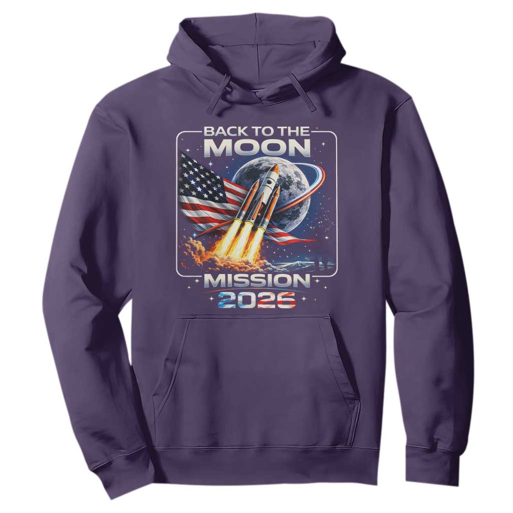 Back To The Moon Mission 2026 Hoodie Rocket Launch Moon Space Program TS11 Purple Print Your Wear