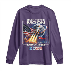 Back To The Moon Mission 2026 Long Sleeve Shirt Rocket Launch Moon Space Program TS11 Purple Print Your Wear