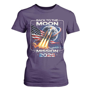 Back To The Moon Mission 2026 T Shirt For Women Rocket Launch Moon Space Program TS11 Purple Print Your Wear