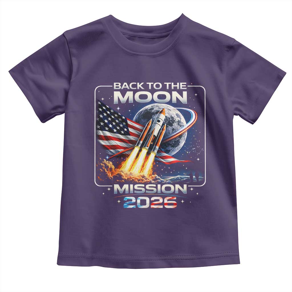 Back To The Moon Mission 2026 Toddler T Shirt Rocket Launch Moon Space Program TS11 Purple Print Your Wear