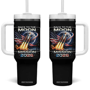 Back To The Moon Mission 2026 Tumbler With Handle Rocket Launch Moon Space Program TS11 One Size: 40 oz Black Print Your Wear
