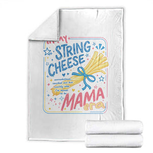 In My String Cheese Mama Era Throw Blanket Funny Mom Life Coquette Bow TS11 White Print Your Wear