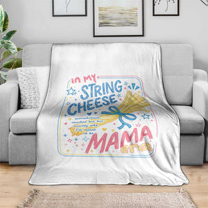 In My String Cheese Mama Era Throw Blanket Funny Mom Life Coquette Bow TS11 Print Your Wear