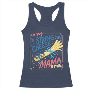 In My String Cheese Mama Era Racerback Tank Top Funny Mom Life Coquette Bow TS11 Navy Print Your Wear