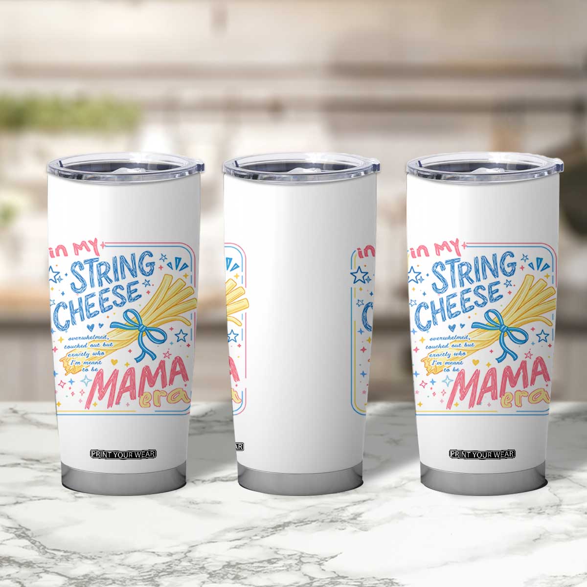 In My String Cheese Mama Era Tumbler Cup Funny Mom Life Coquette Bow TS11 Print Your Wear