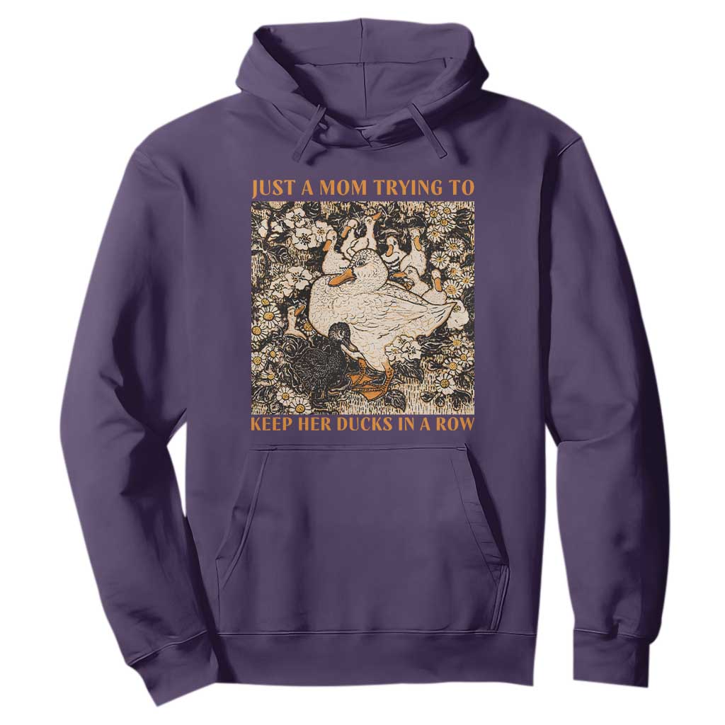 Just A Mom Trying To Keep Her Ducks In A Row Hoodie Funny Duck Mom TS11 Purple Print Your Wear