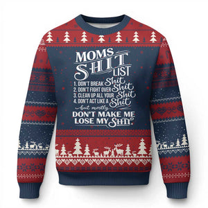 Mom Shit List Ugly Christmas Sweater Funny Mom Life Sarcastic Mothers Day TS11 Navy Red Print Your Wear