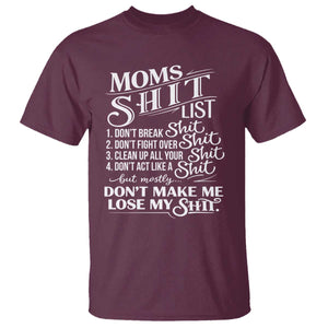 Mom Shit List T Shirt Funny Mom Life Sarcastic Mothers Day TS11 Maroon Print Your Wear
