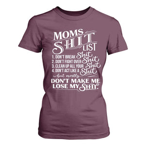 Mom Shit List T Shirt For Women Funny Mom Life Sarcastic Mothers Day TS11 Maroon Print Your Wear