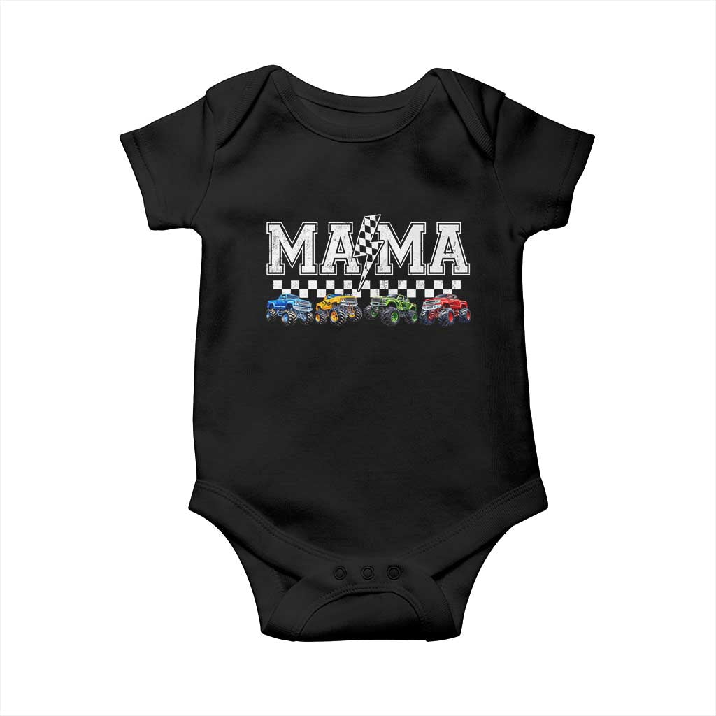Monster Truck Mama Baby Onesie Funny Truck Mom Checkered Mother's Day TS11 Black Print Your Wear