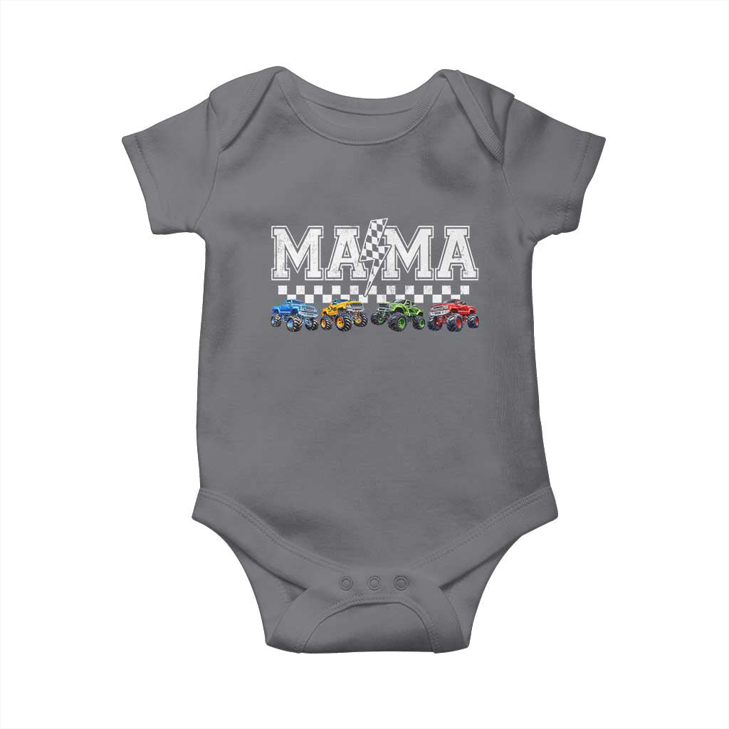 Monster Truck Mama Baby Onesie Funny Truck Mom Checkered Mother's Day TS11 Charcoal Print Your Wear