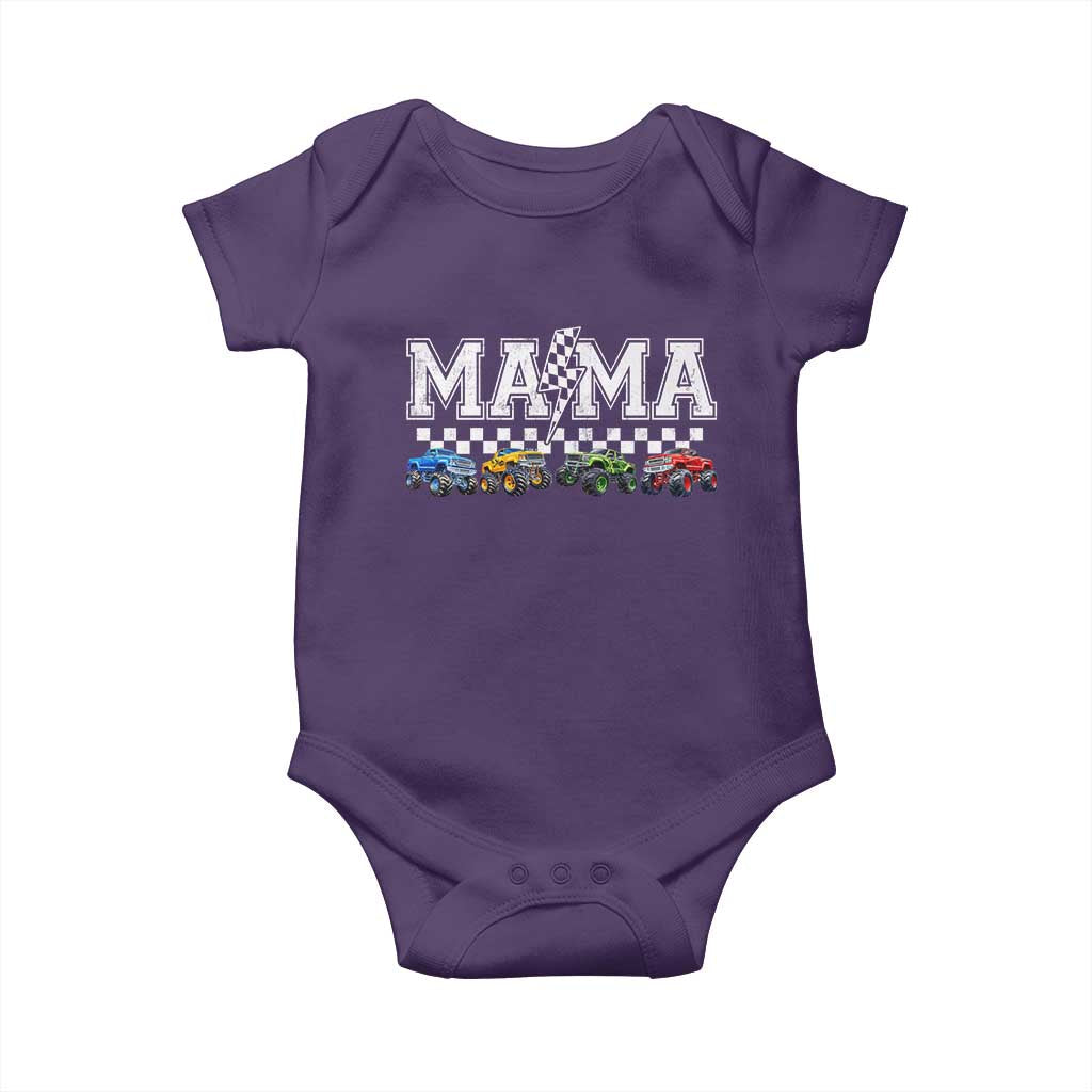 Monster Truck Mama Baby Onesie Funny Truck Mom Checkered Mother's Day TS11 Purple Print Your Wear