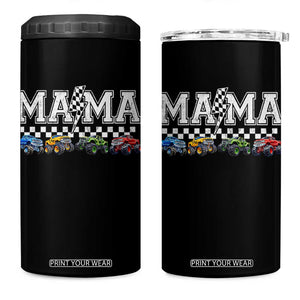 Monster Truck Mama 4 in 1 Can Cooler Tumbler Funny Truck Mom Checkered Mother's Day TS11 One Size: 16 oz Black Print Your Wear