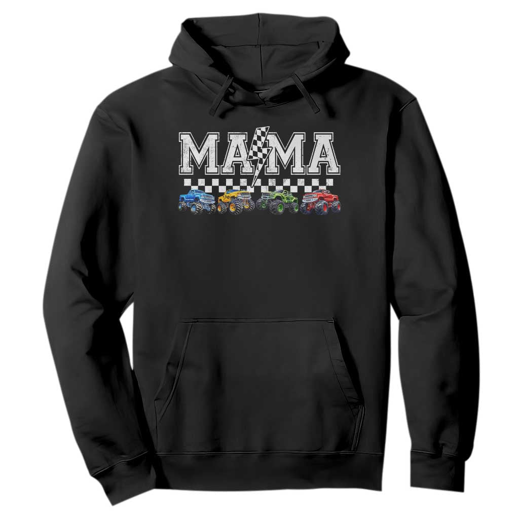 Monster Truck Mama Hoodie Funny Truck Mom Checkered Mother's Day TS11 Black Print Your Wear
