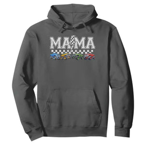 Monster Truck Mama Hoodie Funny Truck Mom Checkered Mother's Day TS11 Dark Heather Print Your Wear