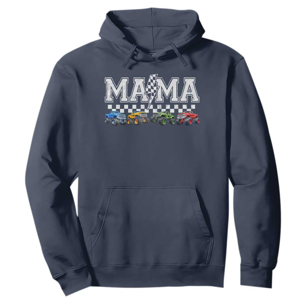 Monster Truck Mama Hoodie Funny Truck Mom Checkered Mother's Day TS11 Navy Print Your Wear