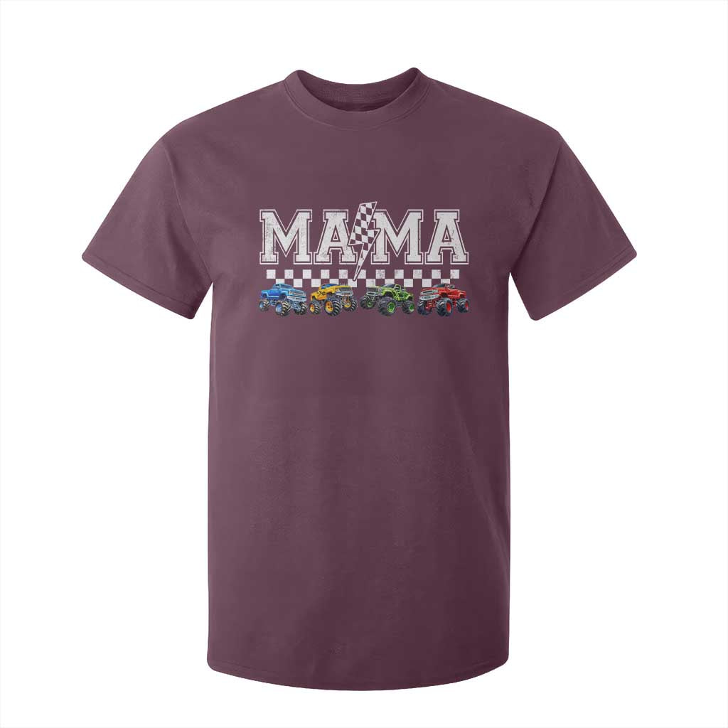 Monster Truck Mama T Shirt For Kid Funny Truck Mom Checkered Mother's Day TS11 Maroon Print Your Wear