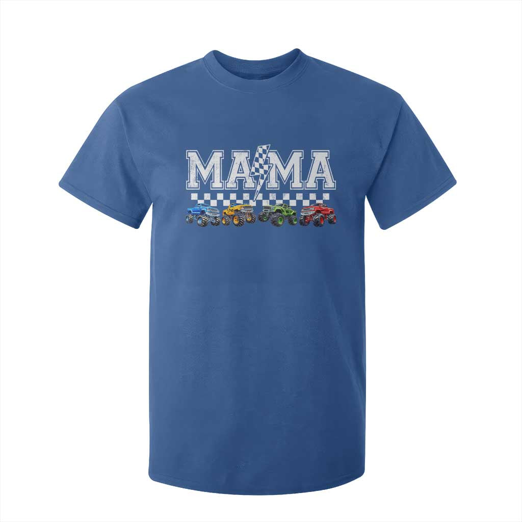 Monster Truck Mama T Shirt For Kid Funny Truck Mom Checkered Mother's Day TS11 Royal Blue Print Your Wear