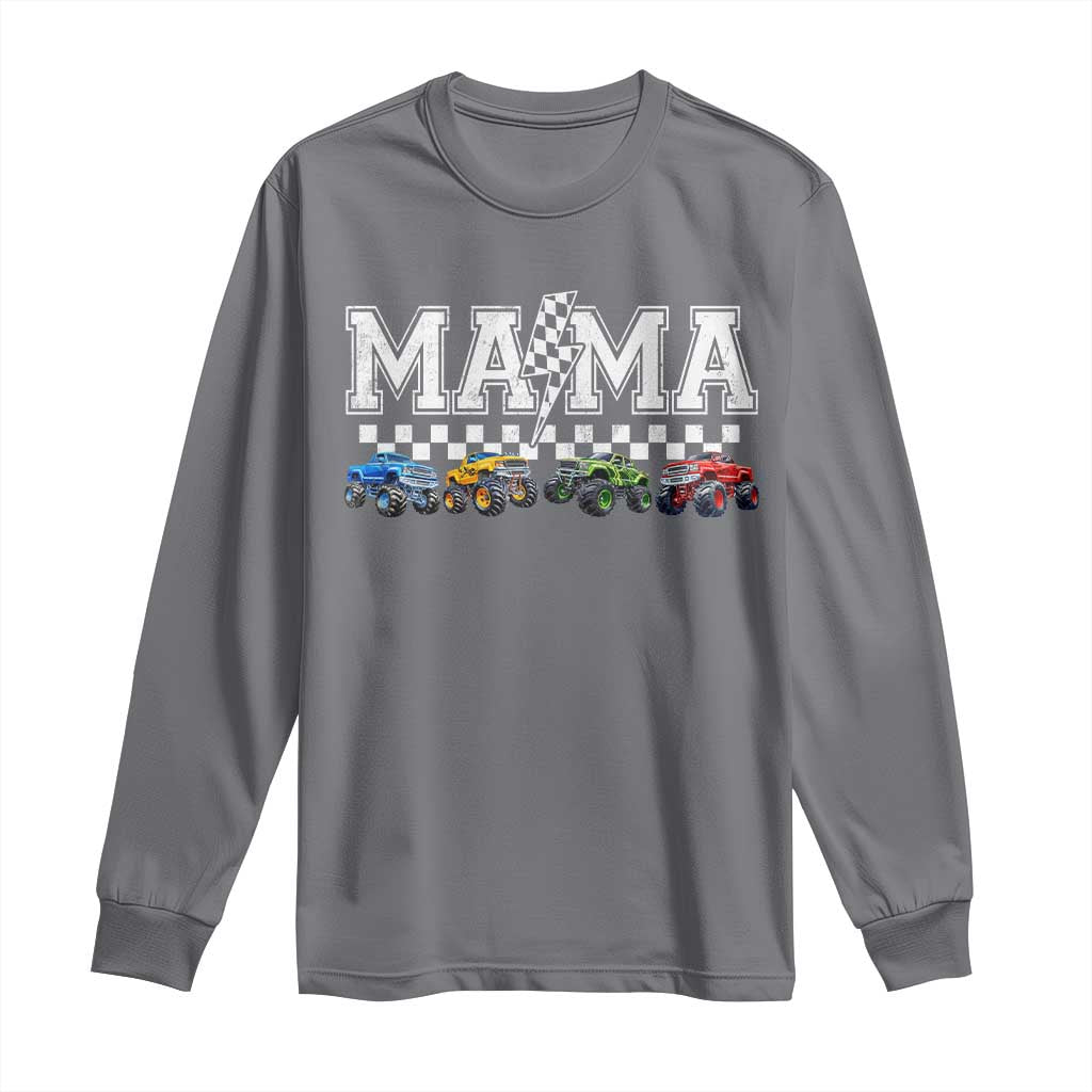Monster Truck Mama Long Sleeve Shirt Funny Truck Mom Checkered Mother's Day TS11 Charcoal Print Your Wear