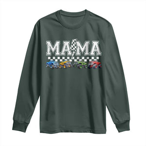Monster Truck Mama Long Sleeve Shirt Funny Truck Mom Checkered Mother's Day TS11 Dark Forest Green Print Your Wear