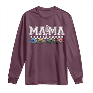 Monster Truck Mama Long Sleeve Shirt Funny Truck Mom Checkered Mother's Day TS11 Maroon Print Your Wear