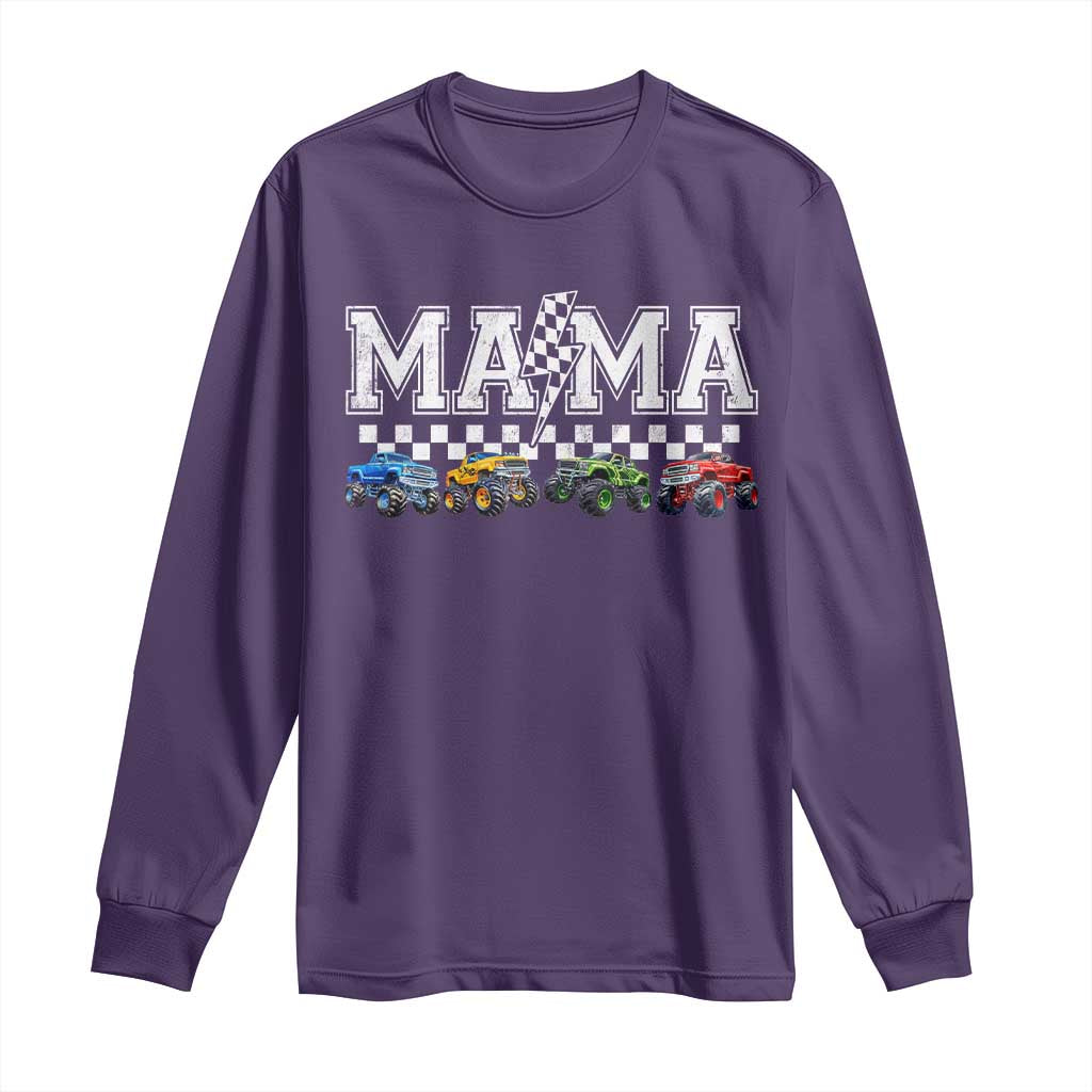 Monster Truck Mama Long Sleeve Shirt Funny Truck Mom Checkered Mother's Day TS11 Purple Print Your Wear