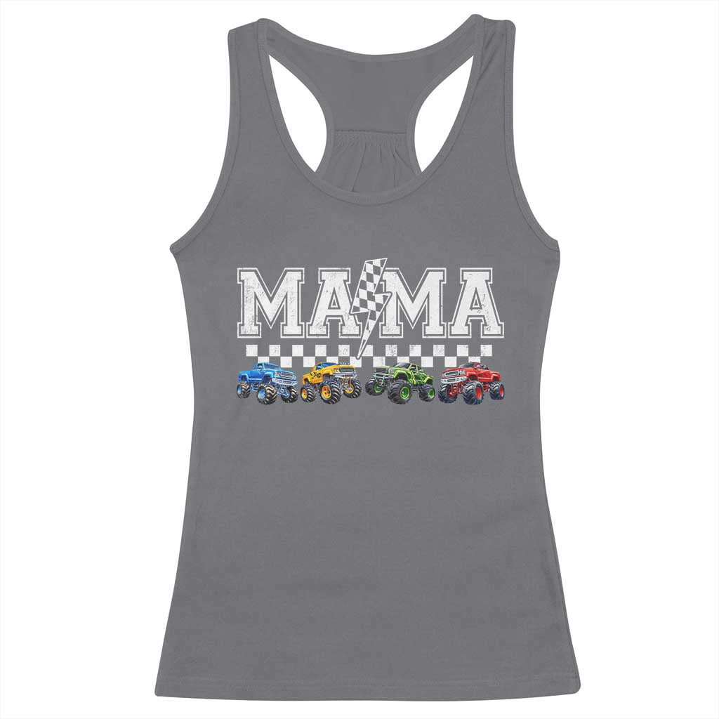 Monster Truck Mama Racerback Tank Top Funny Truck Mom Checkered Mother's Day TS11 Charcoal Print Your Wear