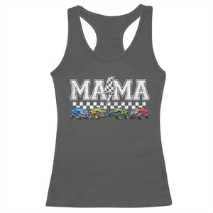 Monster Truck Mama Racerback Tank Top Funny Truck Mom Checkered Mother's Day TS11 Dark Heather Print Your Wear