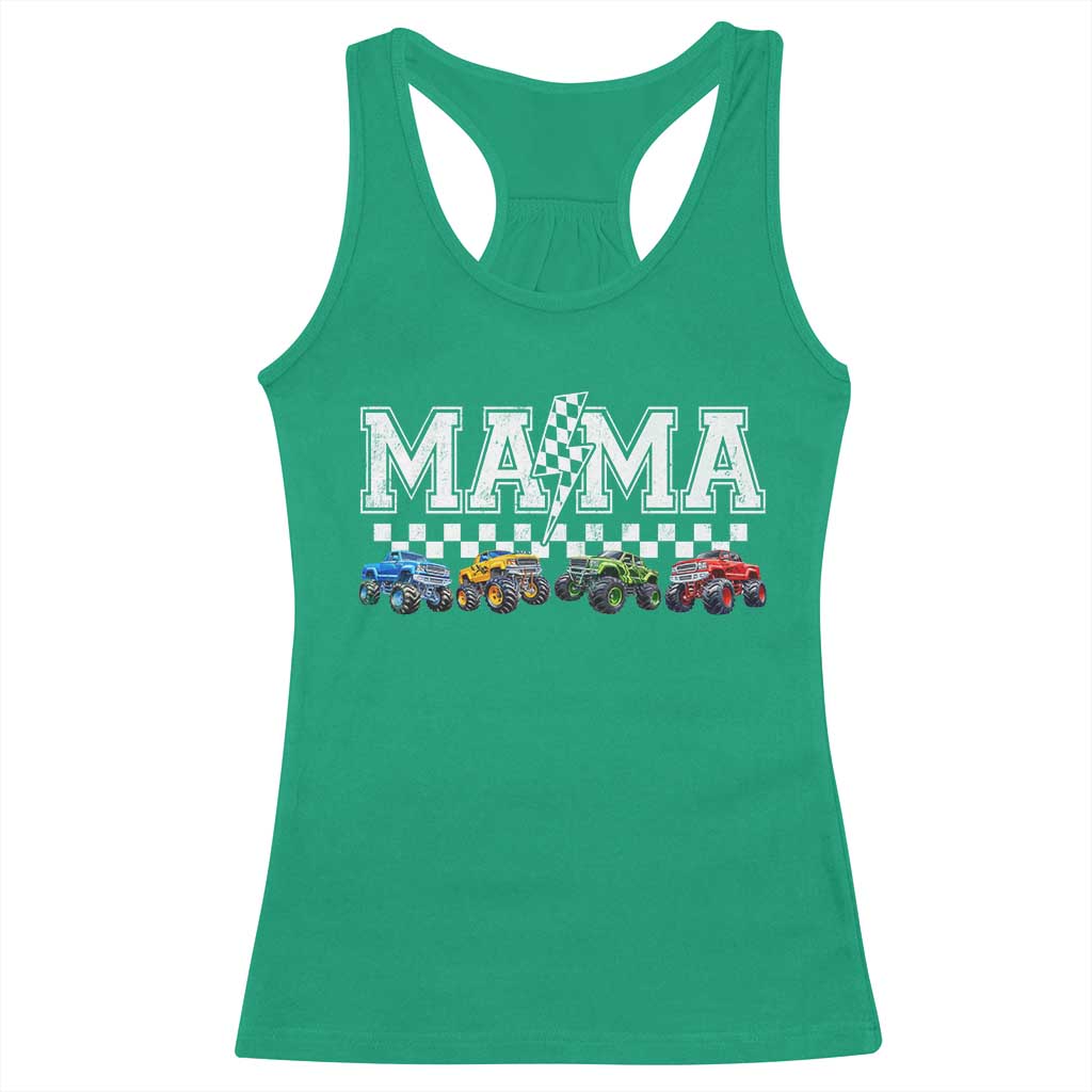 Monster Truck Mama Racerback Tank Top Funny Truck Mom Checkered Mother's Day TS11 Irish Green Print Your Wear
