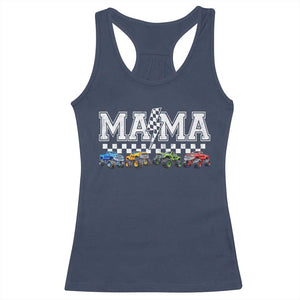 Monster Truck Mama Racerback Tank Top Funny Truck Mom Checkered Mother's Day TS11 Navy Print Your Wear