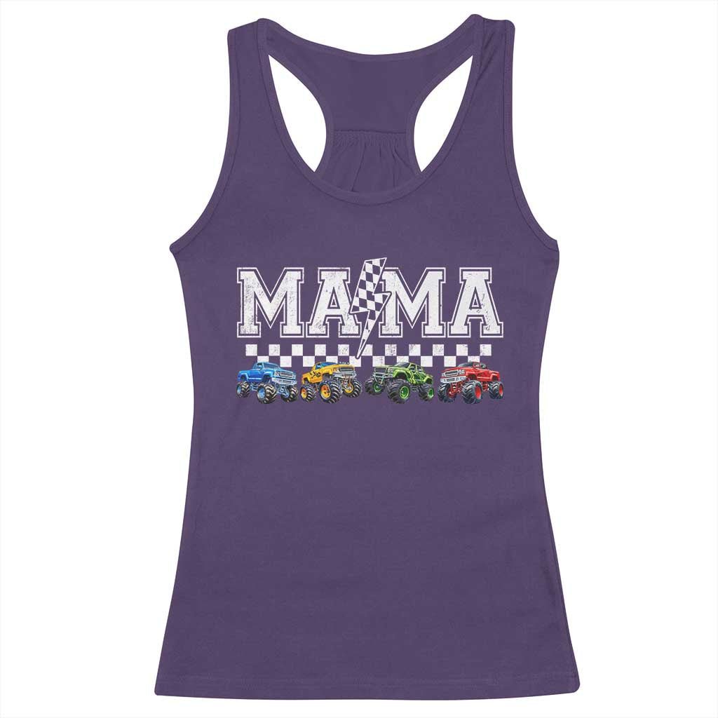 Monster Truck Mama Racerback Tank Top Funny Truck Mom Checkered Mother's Day TS11 Purple Print Your Wear