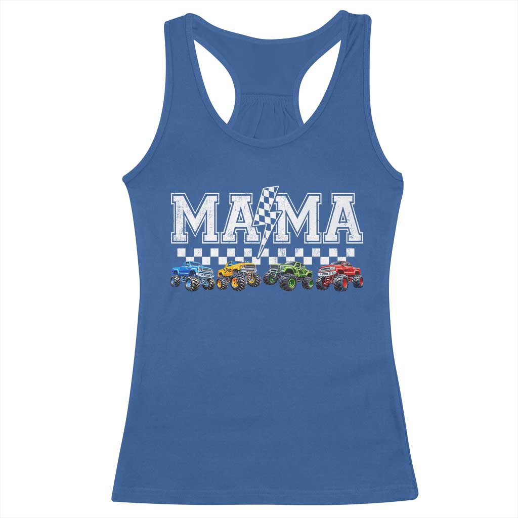 Monster Truck Mama Racerback Tank Top Funny Truck Mom Checkered Mother's Day TS11 Royal Blue Print Your Wear