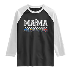 Monster Truck Mama Raglan Shirt Funny Truck Mom Checkered Mother's Day TS11 Black White Print Your Wear
