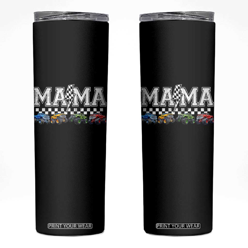 Monster Truck Mama Skinny Tumbler Funny Truck Mom Checkered Mother's Day TS11 Black Print Your Wear