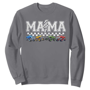 Monster Truck Mama Sweatshirt Funny Truck Mom Checkered Mother's Day TS11 Charcoal Print Your Wear
