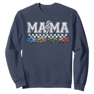 Monster Truck Mama Sweatshirt Funny Truck Mom Checkered Mother's Day TS11 Navy Print Your Wear