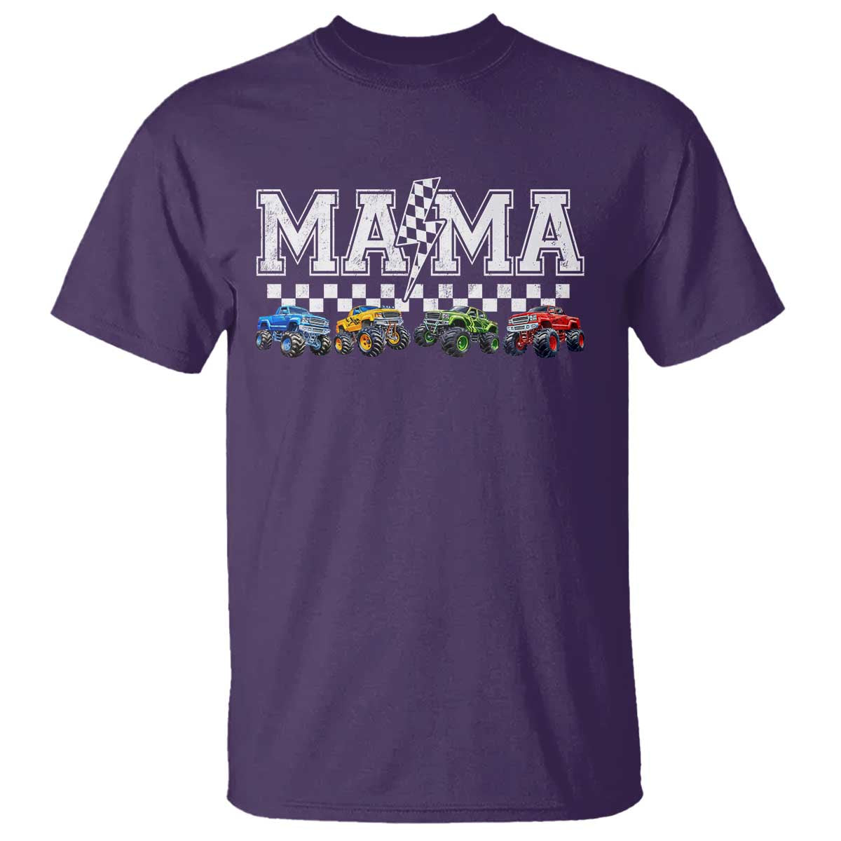 Monster Truck Mama T Shirt Funny Truck Mom Checkered Mother's Day TS11 Purple Print Your Wear