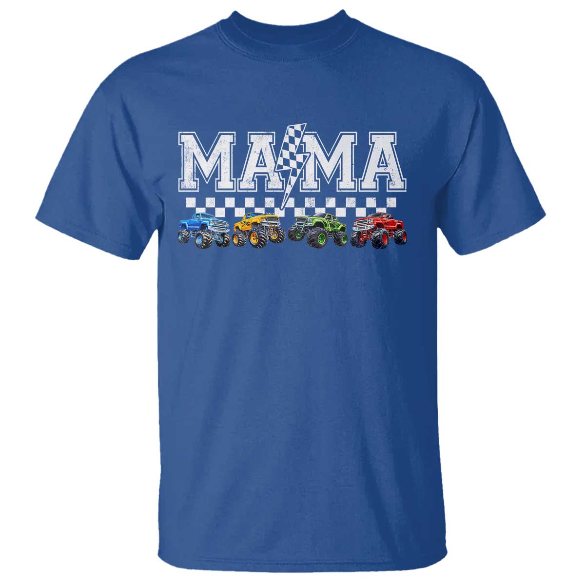 Monster Truck Mama T Shirt Funny Truck Mom Checkered Mother's Day TS11 Royal Blue Print Your Wear