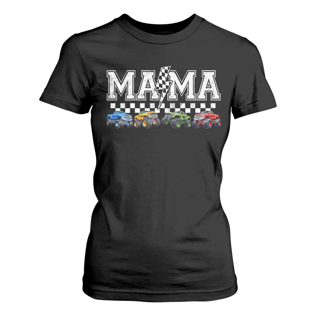 Monster Truck Mama T Shirt For Women Funny Truck Mom Checkered Mother's Day TS11 Black Print Your Wear