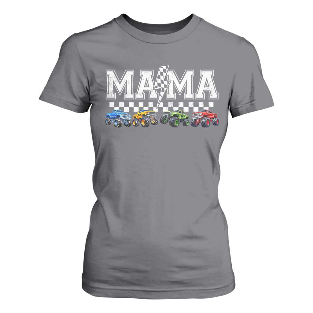 Monster Truck Mama T Shirt For Women Funny Truck Mom Checkered Mother's Day TS11 Charcoal Print Your Wear