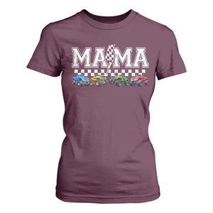 Monster Truck Mama T Shirt For Women Funny Truck Mom Checkered Mother's Day TS11 Maroon Print Your Wear