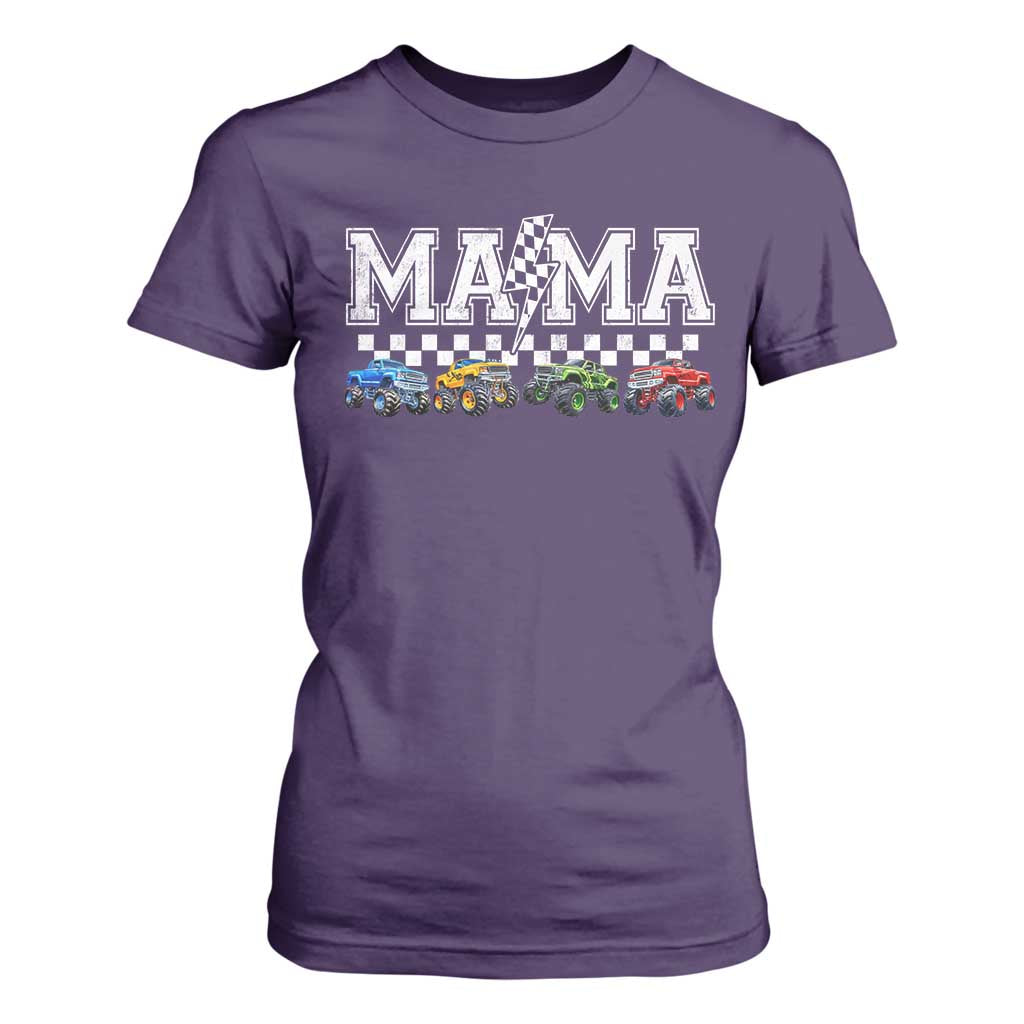 Monster Truck Mama T Shirt For Women Funny Truck Mom Checkered Mother's Day TS11 Purple Print Your Wear