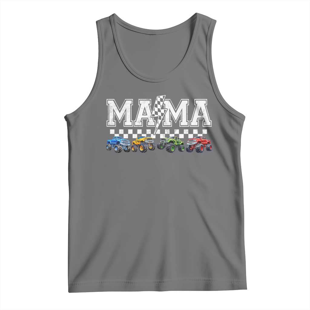 Monster Truck Mama Tank Top Funny Truck Mom Checkered Mother's Day TS11 Black Heather Print Your Wear