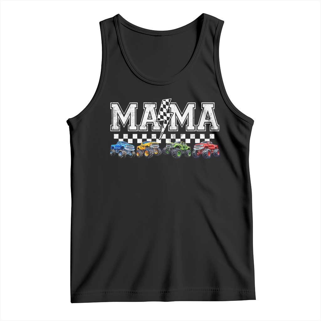 Monster Truck Mama Tank Top Funny Truck Mom Checkered Mother's Day TS11 Black Print Your Wear