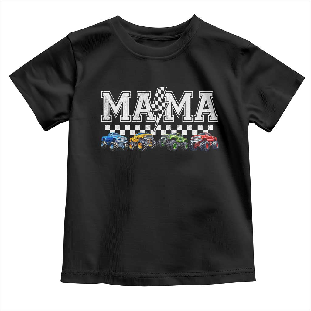 Monster Truck Mama Toddler T Shirt Funny Truck Mom Checkered Mother's Day TS11 Black Print Your Wear