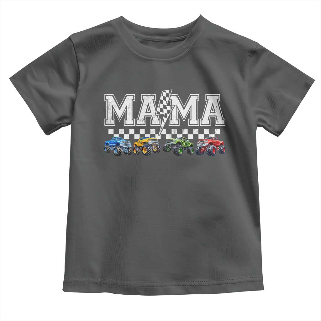 Monster Truck Mama Toddler T Shirt Funny Truck Mom Checkered Mother's Day TS11 Dark Heather Print Your Wear