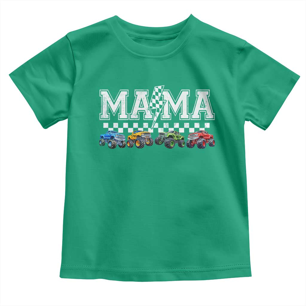 Monster Truck Mama Toddler T Shirt Funny Truck Mom Checkered Mother's Day TS11 Irish Green Print Your Wear