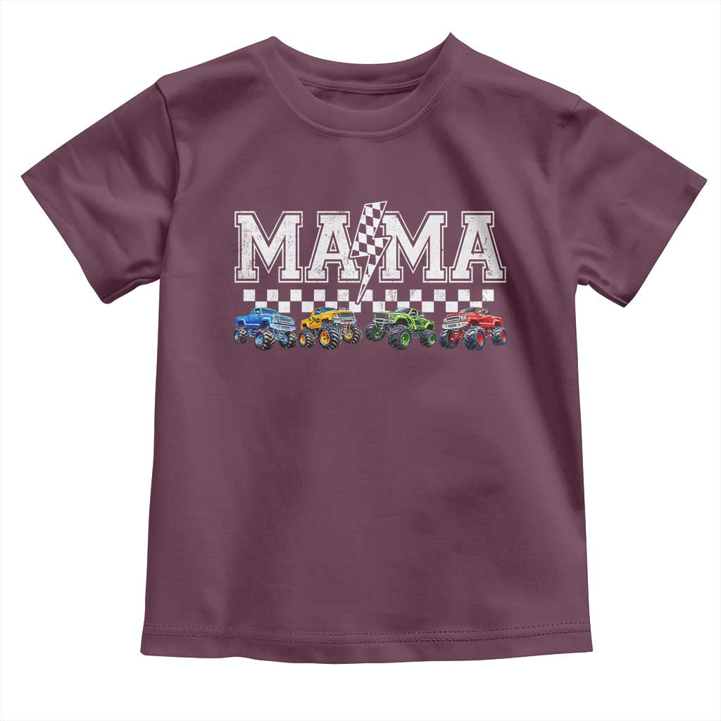 Monster Truck Mama Toddler T Shirt Funny Truck Mom Checkered Mother's Day TS11 Maroon Print Your Wear