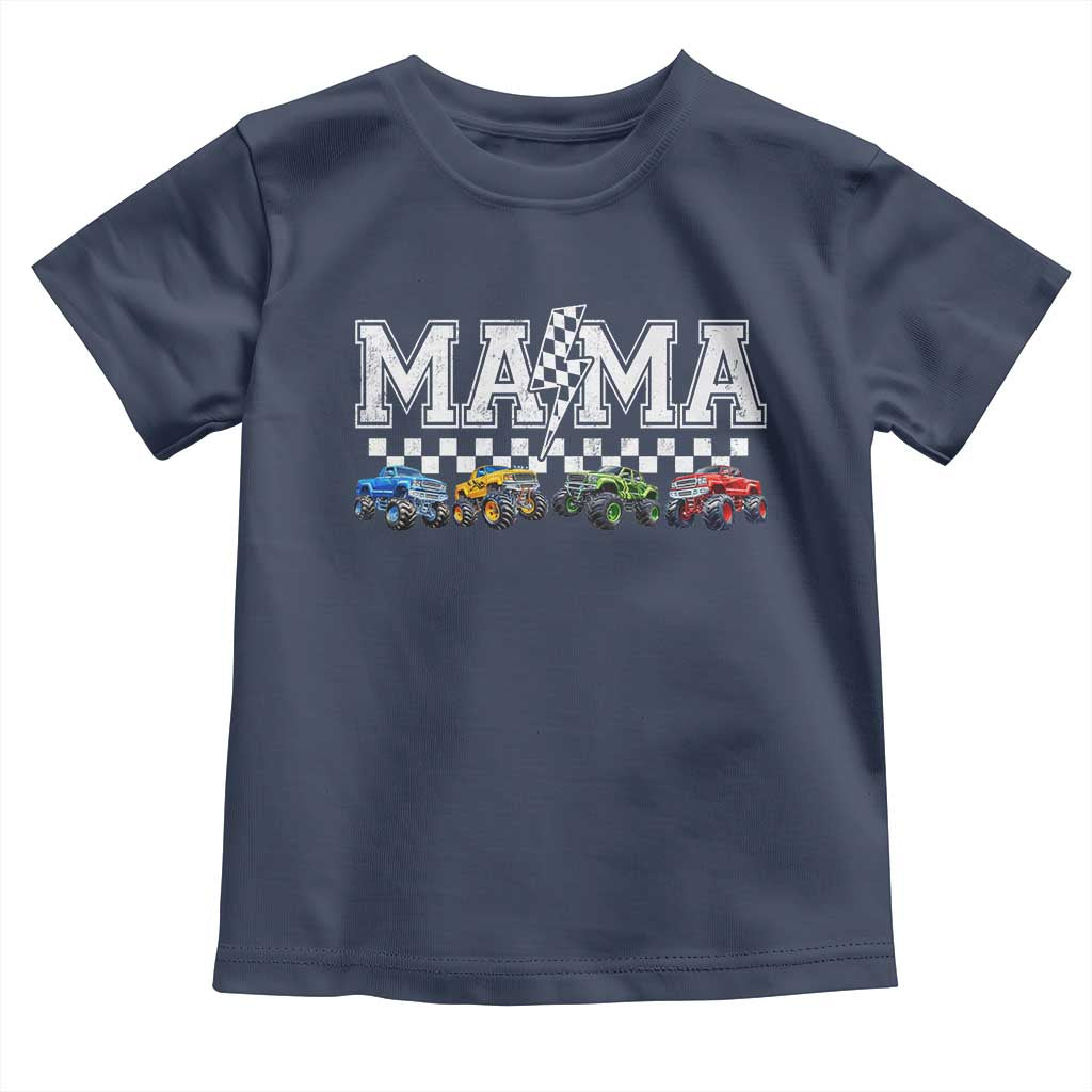 Monster Truck Mama Toddler T Shirt Funny Truck Mom Checkered Mother's Day TS11 Navy Print Your Wear